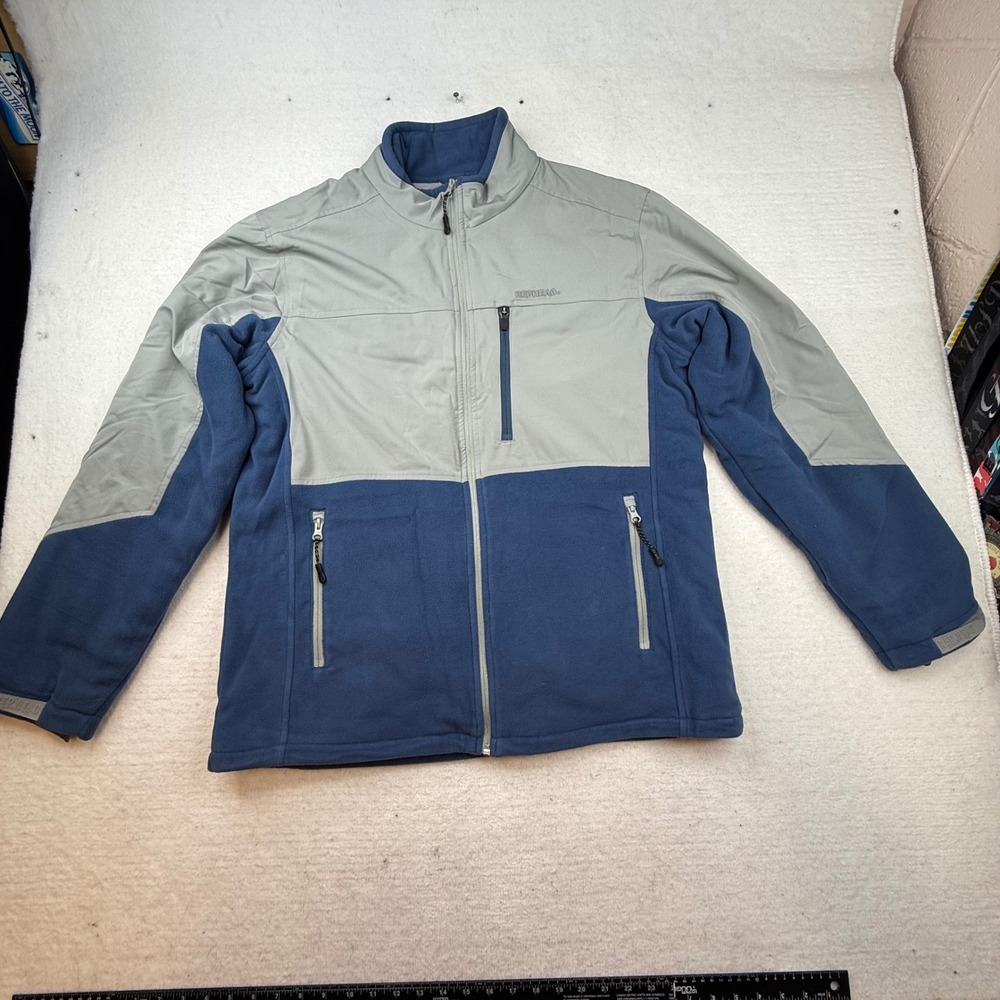RED HEAD Mens large Full Zip Fleece Jacket Gray Blue Size‎ L Outdoor mid weight